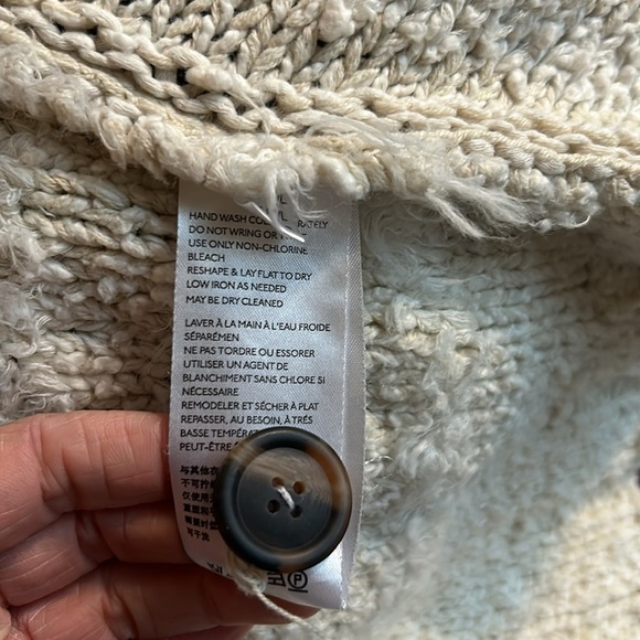 ANTHROPOLOGIE Beige Knit Poncho/Sweater with Fringe - Picture 7 of 7